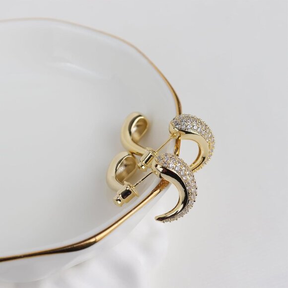 ⚡Gold Hoop Earrings with Cubic Zirconia Sparkle Statement Jewelry for Women Gift - Picture 6 of 8